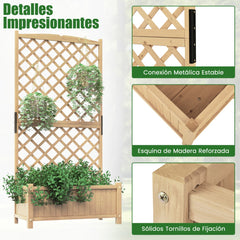 Jardinera Elevado con Caja de Cultivo y Orificios de Drenaje Macetero Vertical de Madera de Pie de 180 cm para Patio y Jardín Natural