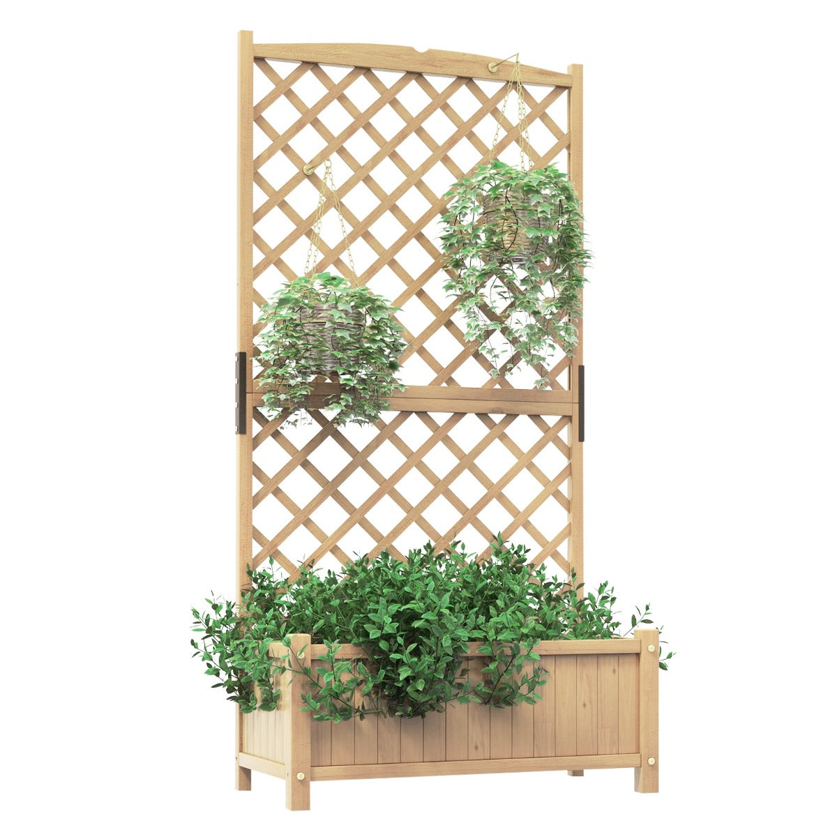 Jardinera Elevado con Caja de Cultivo y Orificios de Drenaje Macetero Vertical de Madera de Pie de 180 cm para Patio y Jardín Natural