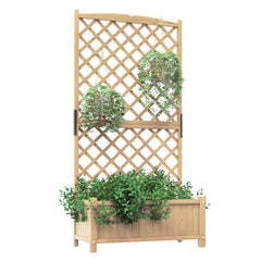 Jardinera Elevado con Caja de Cultivo y Orificios de Drenaje Macetero Vertical de Madera de Pie de 180 cm para Patio y Jardín Natural