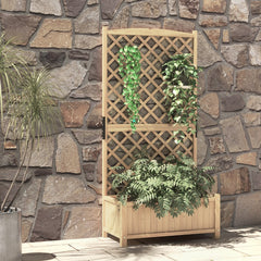 Jardinera Elevado con Caja de Cultivo y Orificios de Drenaje Macetero Vertical de Madera de Pie de 180 cm para Patio y Jardín Natural