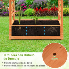 Jardinera Elevado con Enrejado Arqueado de Plantas Techo Colgante Macetero Orificios de Drenaje Contenedor Balcón Patio 100 x 44 x 113,5 cm