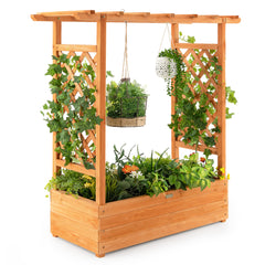 Jardinera Elevado con Enrejado Arqueado de Plantas Techo Colgante Macetero Orificios de Drenaje Contenedor Balcón Patio 100 x 44 x 113,5 cm