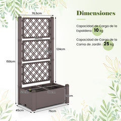 Jardinera con Enrejado de 3 Alturas Riego Automático Indicador de Nivel de Agua Divisores de Espacio Extraíbles 76 x 45 x 150 cm Marron
