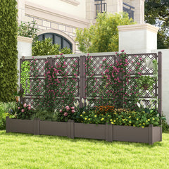 Jardinera con Enrejado de 3 Alturas Riego Automático Indicador de Nivel de Agua Divisores de Espacio Extraíbles 76 x 45 x 150 cm Marron