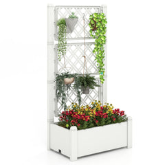 Jardinera con Enrejado de 3 Alturas Riego Automático Indicador de Nivel de Agua Divisores de Espacio Extraíbles 76 x 45 x 150 cm Blanco