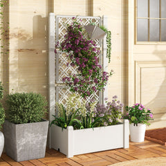 Jardinera con Enrejado de 3 Alturas Riego Automático Indicador de Nivel de Agua Divisores de Espacio Extraíbles 76 x 45 x 150 cm Blanco