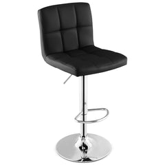Juego de 1 Taburetes de Piel Sintética con Altura Ajustable Asiento Giratorio de 360° Reposapiés y Base Metálica Silla de Comedor Negro