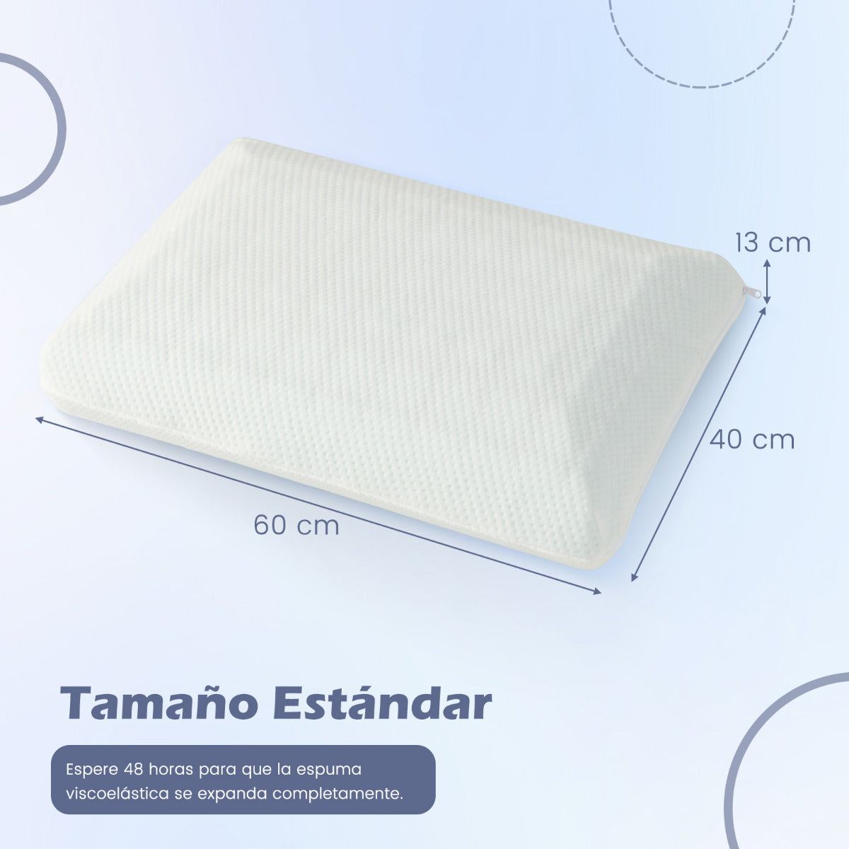 Juego de 2 Almohadas de Espuma Viscoelástica de Carbón de Bambú Refrescantes con Flujo de Aire de Corte 3D con Funda Desmontable Blanco
