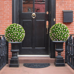 Juego de 2 Bolas de Topiario Artificiales 37 cm Bolas Decorativas Falsas con Flores Rosas Esfera de Jardín Interior con Protección Solar