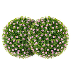 Juego de 2 Bolas de Topiario Artificiales 37 cm Bolas Decorativas Falsas con Flores Rosas Esfera de Jardín Interior con Protección Solar