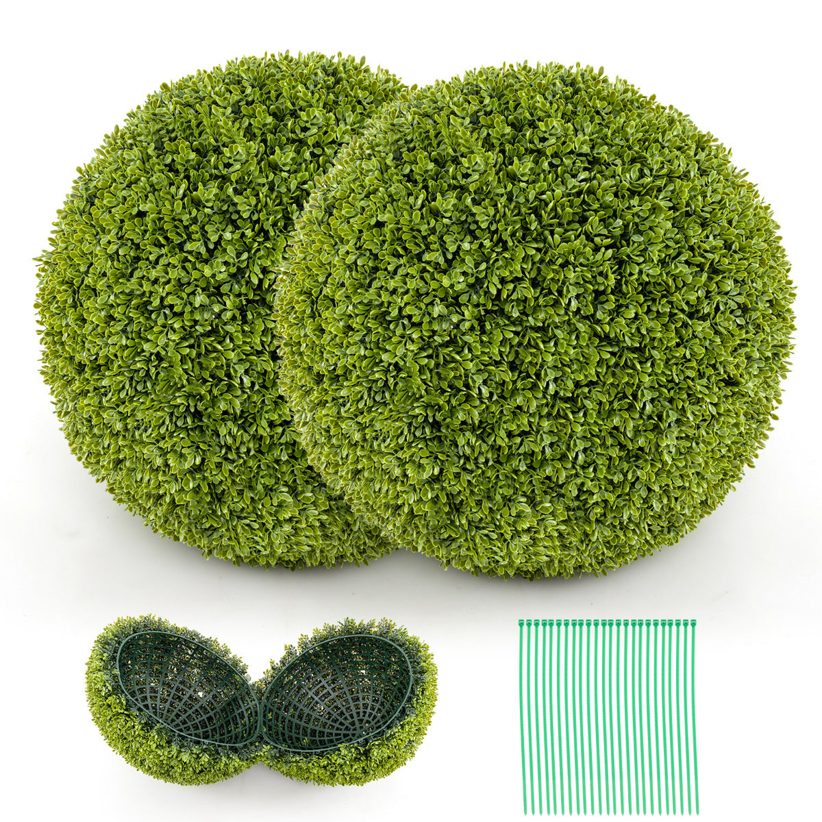 Juego de 2 Bolas de Topiario de Boj Artificial de 39 cm Bolas de Plantas Falsas Decoración para Interior y Exterior Esferas de Topiario