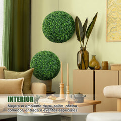 Juego de 2 Bolas de Topiario de Boj Artificial 50 cm Bolas de Plantas Falsas Decoración para Interior y Exterior Esferas de Topiario