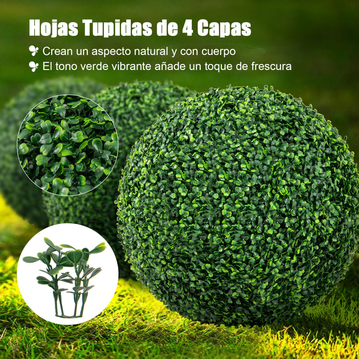 Juego de 2 Bolas de Topiario de Boj Artificial 50 cm Bolas de Plantas Falsas Decoración para Interior y Exterior Esferas de Topiario