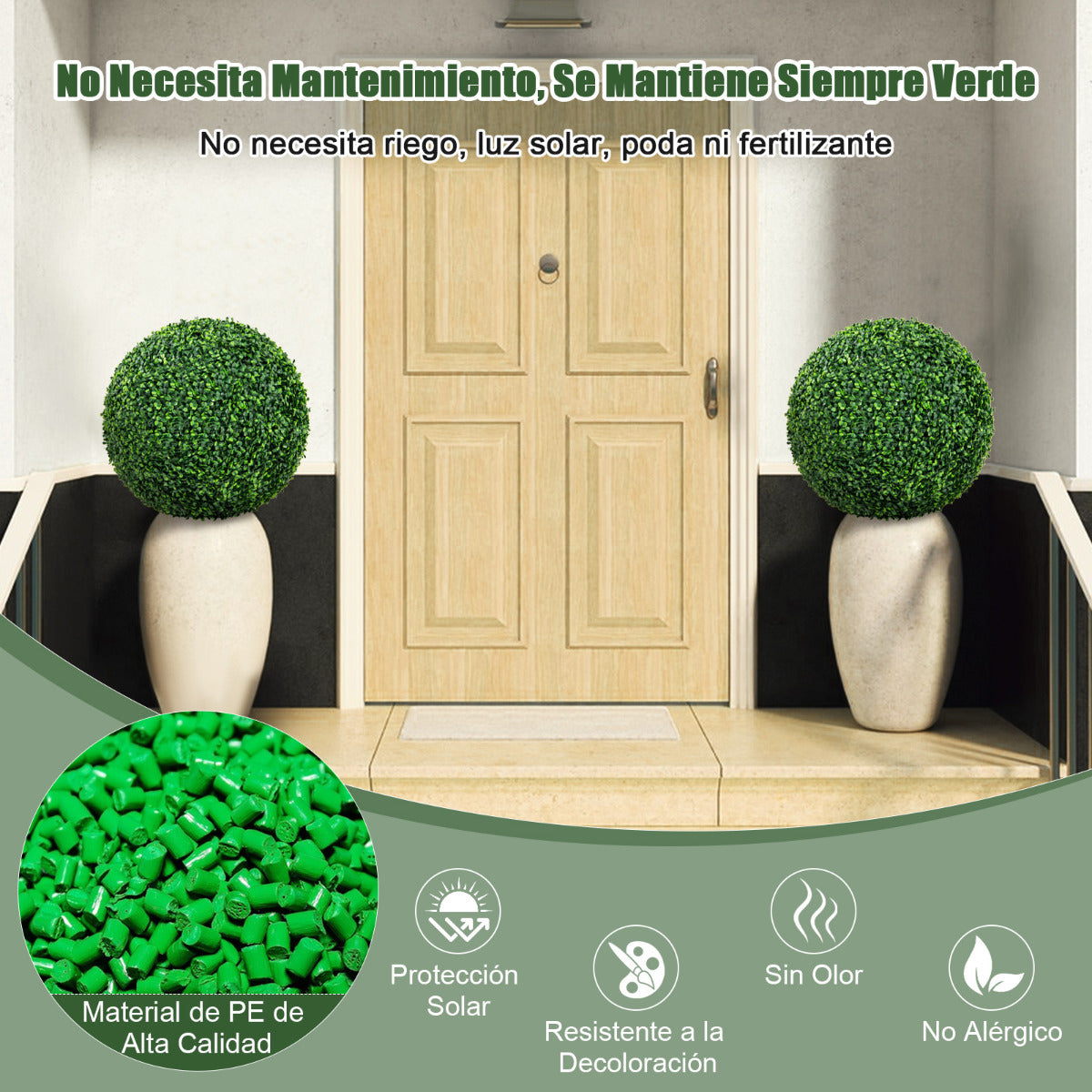 Juego de 2 Bolas de Topiario de Boj Artificial 50 cm Bolas de Plantas Falsas Decoración para Interior y Exterior Esferas de Topiario