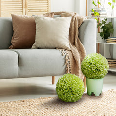 Juego de 2 Bolas de Topiario Artificiales de Planta Bolas Decorativas de 28 CM Decoración Interior y Exterior con Protección Solar Verde