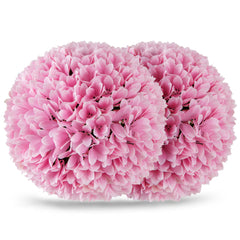 Juego de 2 Bolas de Topiario Artificiales de Planta Bolas Decorativas de 28 CM Decoración Interior y Exterior con Protección Solar Rosa