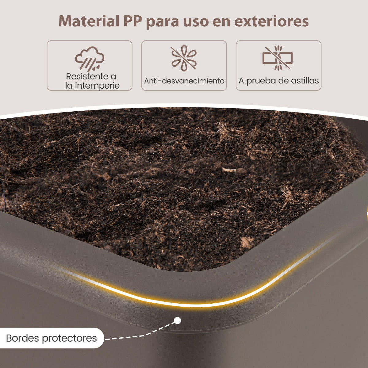 Juego de 2 Camas de Jardín Elevadas con Riego Automático Patas Desmontables Orificio de Drenaje para Verduras Frutas y Hierbas Café