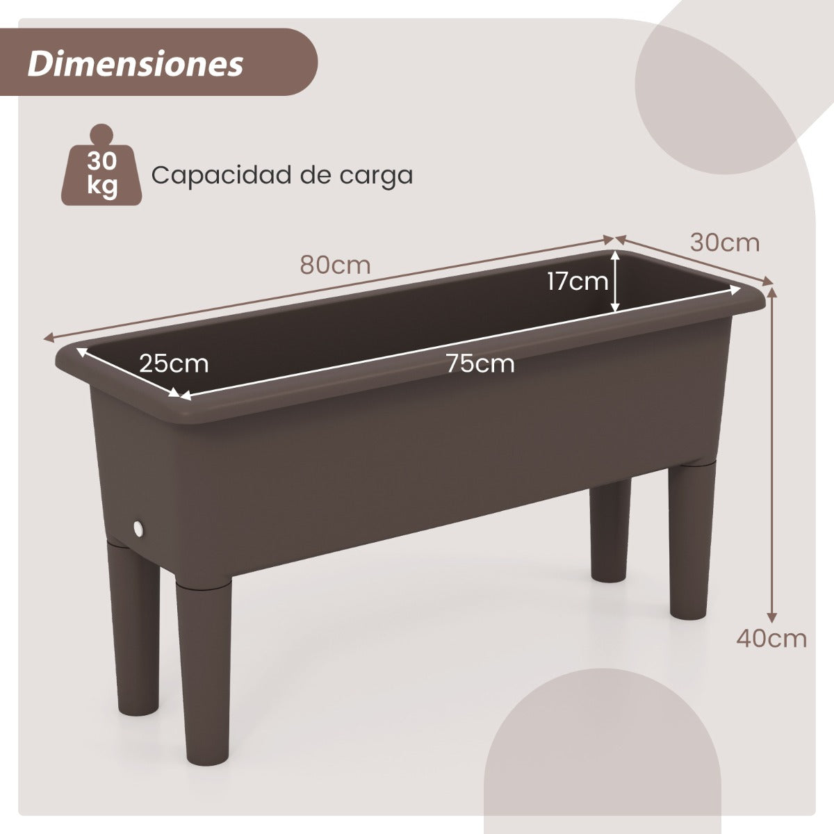 Juego de 2 Camas de Jardín Elevadas con Riego Automático Patas Desmontables Orificio de Drenaje para Verduras Frutas y Hierbas Café