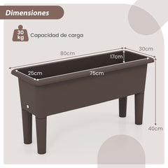 Juego de 2 Camas de Jardín Elevadas con Riego Automático Patas Desmontables Orificio de Drenaje para Verduras Frutas y Hierbas Café