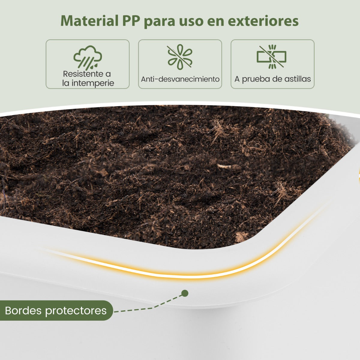 Juego de 2 Camas de Jardín Elevadas con Riego Automático Patas Desmontables Orificio de Drenaje para Verduras Frutas y Hierbas Blanco