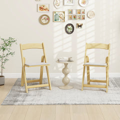 Juego de 2 Sillas de Comedor Plegable con Patas de Madera Caucho Asiento Acolchado Portátil para Oficina Hogar Bodas Fiestas Natural