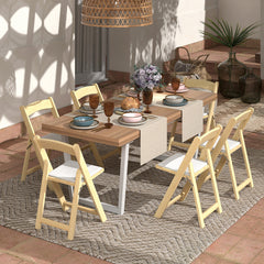 Juego de 2 Sillas de Comedor Plegable con Patas de Madera Caucho Asiento Acolchado Portátil para Oficina Hogar Bodas Fiestas Natural