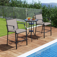 Juego de 2 Taburetes de Bar de Patio con Reposapiés Sillas de Comedor Altura de Mostrador Metálica para Jardín Piscina Balcón Cocina Café