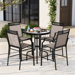 Juego de 2 Taburetes de Bar de Patio con Reposapiés Sillas de Comedor Altura de Mostrador Metálica para Jardín Piscina Balcón Cocina Café