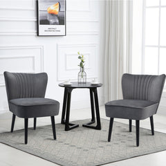 Juego de 2 Sillas de Acento de Terciopelo Silla Moderna Estilo Nórdico con Patas de Madera Respaldo Ergonómico para Salón Dormitorio Gris