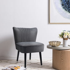 Juego de 2 Sillas de Acento de Terciopelo Silla Moderna Estilo Nórdico con Patas de Madera Respaldo Ergonómico para Salón Dormitorio Gris