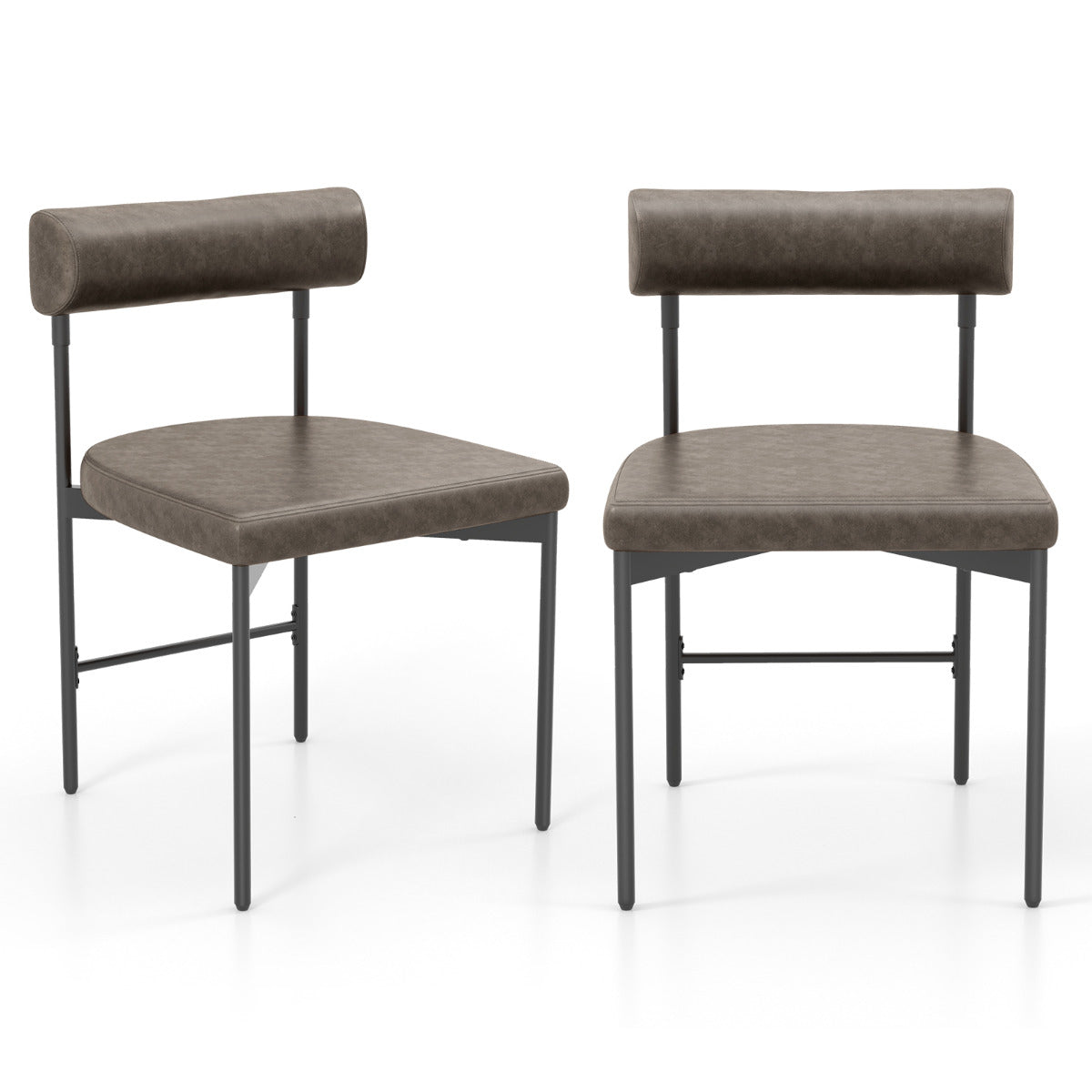 Juego de 2 Sillas de Comedor Silla Lateral de Cocina con Respaldo Curvado y Acolchado Asiento en Forma de U Patas de Metal sin Brazos Gris
