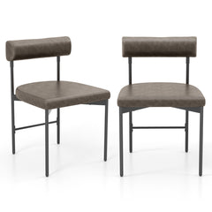 Juego de 2 Sillas de Comedor Silla Lateral de Cocina con Respaldo Curvado y Acolchado Asiento en Forma de U Patas de Metal sin Brazos Gris