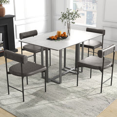 Juego de 2 Sillas de Comedor Silla Lateral de Cocina con Respaldo Curvado y Acolchado Asiento en Forma de U Patas de Metal sin Brazos Gris