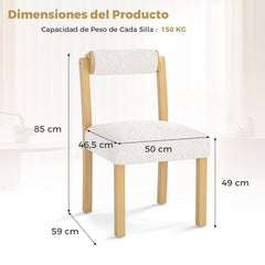 Juego de 2 Sillas de Comedor Tapizadas de Sherpa Sintética con Estructura de Madera de Caucho