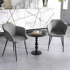 Juego de 2 Sillas de Comedor Tapizadas con Respaldo Ergonómico Reposabrazos Anchos 60 x 53 x 82,5 cm-Gris oscuro