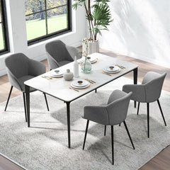 Juego de 2 Sillas de Comedor Tapizadas con Respaldo Ergonómico Reposabrazos Anchos 60 x 53 x 82,5 cm-Gris oscuro