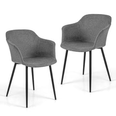 Juego de 2 Sillas de Comedor Tapizadas con Respaldo Ergonómico Reposabrazos Anchos 60 x 53 x 82,5 cm-Gris oscuro