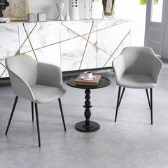 Juego de 2 Sillas de Comedor Tapizadas con Respaldo Ergonómico Reposabrazos Anchos 60 x 53 x 82,5 cm-Gris claro