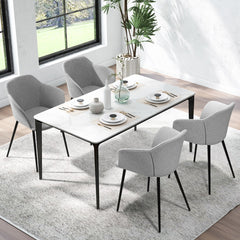 Juego de 2 Sillas de Comedor Tapizadas con Respaldo Ergonómico Reposabrazos Anchos 60 x 53 x 82,5 cm-Gris claro