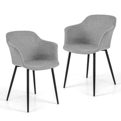 Juego de 2 Sillas de Comedor Tapizadas con Respaldo Ergonómico Reposabrazos Anchos 60 x 53 x 82,5 cm-Gris claro