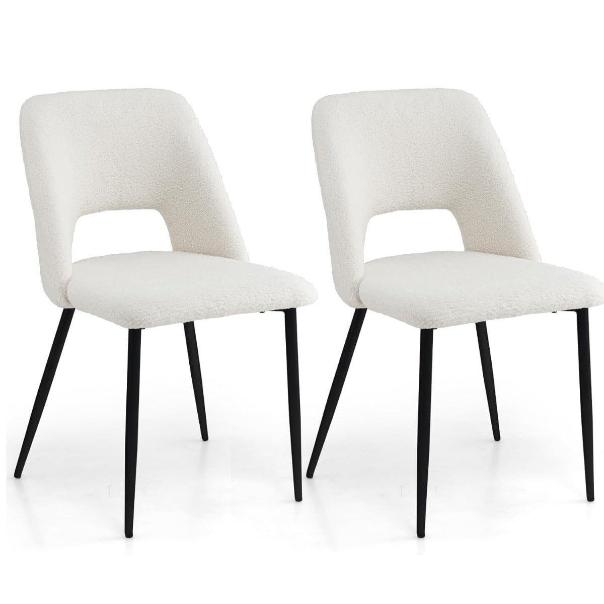 Juego de 2 Sillas Tapizada de Bar para Cocina con Altura de Mostrador de 2 Piezas Patas de Metal Respaldo Hueco 48,5 x 57 x 85 cm Beige