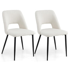 Juego de 2 Sillas Tapizada de Bar para Cocina con Altura de Mostrador de 2 Piezas Patas de Metal Respaldo Hueco 48,5 x 57 x 85 cm Beige