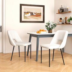 Juego de 2 Sillas Tapizada de Bar para Cocina con Altura de Mostrador de 2 Piezas Patas de Metal Respaldo Hueco 48,5 x 57 x 85 cm Beige