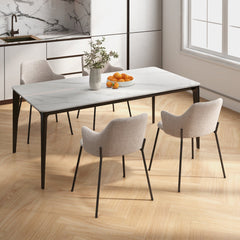 Juego de 2 Sillas de Comedor con Respaldo Curvo Reposabrazos Anchos Estructura Duradera y Almohadillas Ajustables Carga 150 kg Beige