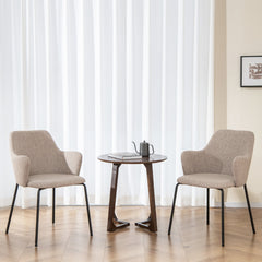 Juego de 2 Sillas de Comedor con Respaldo Curvo Reposabrazos Anchos Estructura Duradera y Almohadillas Ajustables Carga 150 kg Beige
