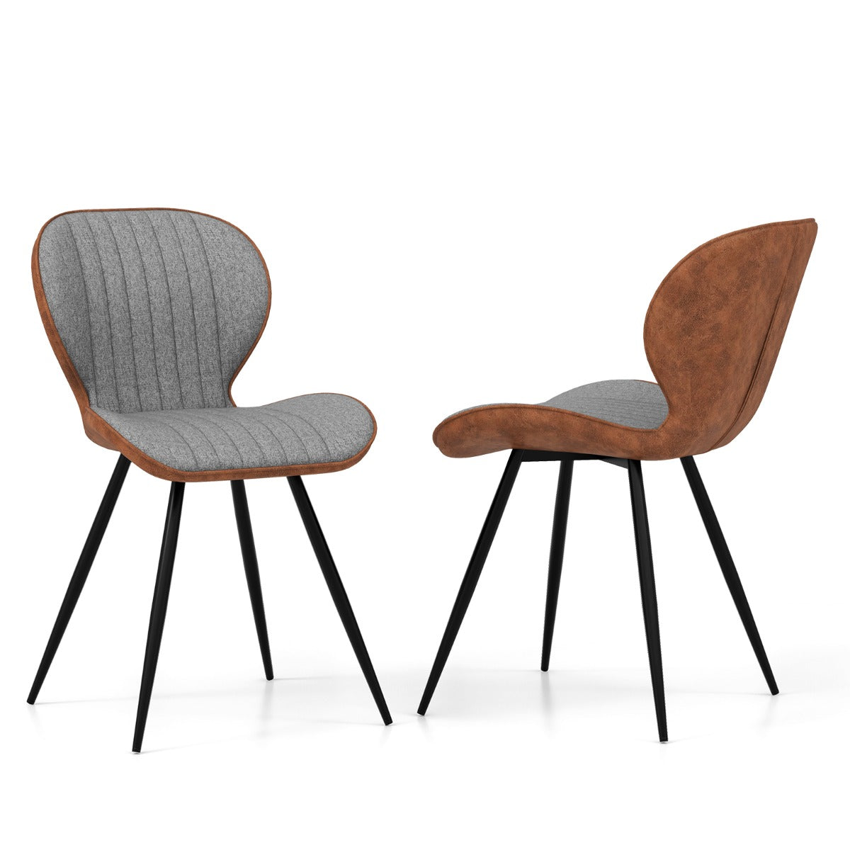 Juego de 2 Sillas Moderna de Cocina con Respaldo Curvo Asiento Almohadilla Antideslizante Estructura Patas de Metal Carga 150 kg Gris