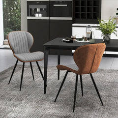 Juego de 2 Sillas Moderna de Cocina con Respaldo Curvo Asiento Almohadilla Antideslizante Estructura Patas de Metal Carga 150 kg Gris