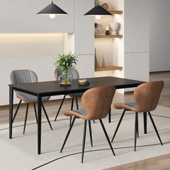 Juego de 2 Sillas Moderna de Cocina con Respaldo Curvo Asiento Almohadilla Antideslizante Estructura Patas de Metal Carga 150 kg Gris
