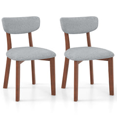 Juego de 2 Sillas Tapizadas de Comedor con Respaldo Marco de Madera Maciza de Caucho Cojín de Asiento Acolchado 51 x 47 x 82 cm Gris