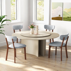 Juego de 2 Sillas Tapizadas de Comedor con Respaldo Marco de Madera Maciza de Caucho Cojín de Asiento Acolchado 51 x 47 x 82 cm Gris